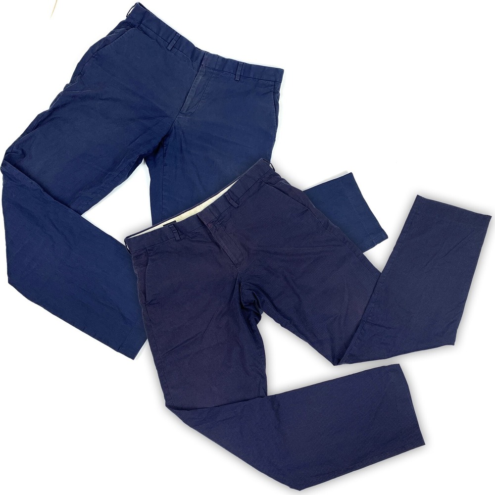 Lot 2 J Crew Ludlow Slim Tessuti Carpini Chinos Flat Front Made Italy 34x34 Blue